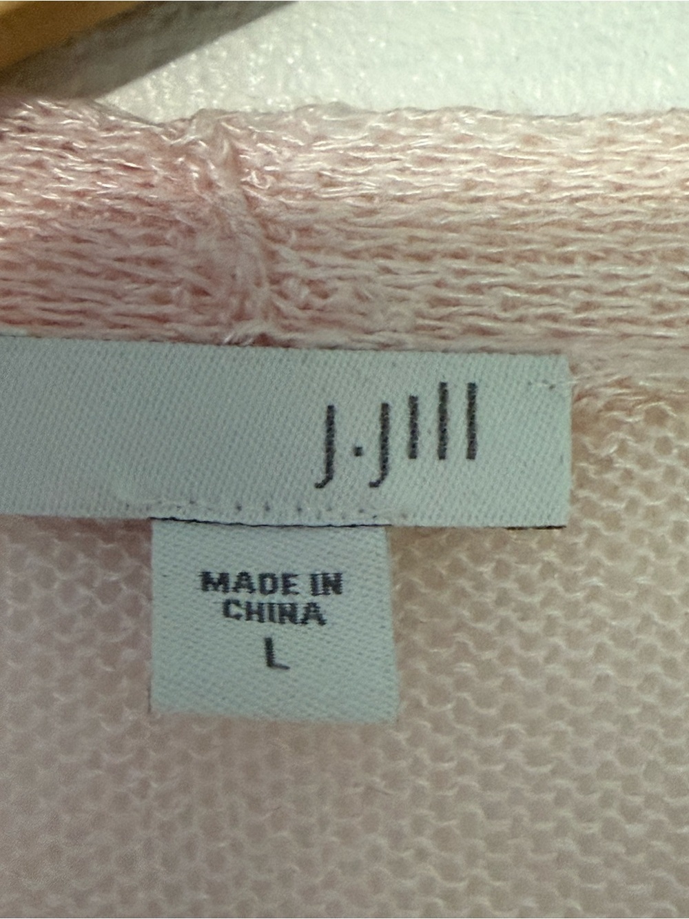 J. Jill Lightweight Open-Front Cardigan in Light Pink linen blend size large - Picture 2 of 8